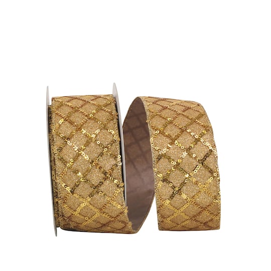 JAM Paper 2.5" x 10yd. Shimmer Deluxe Wired Sequin Glimmer Lattice Ribbon